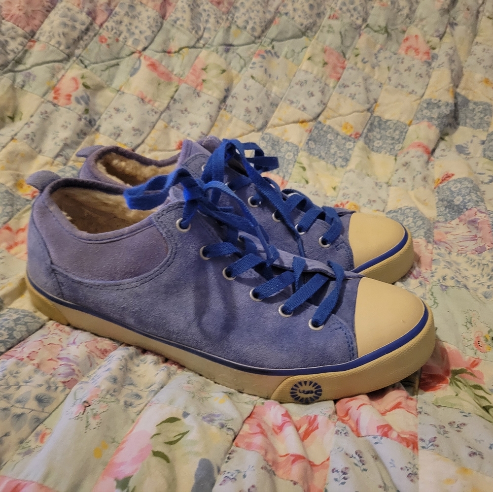 Blue/Purple UGG Suede Sneakers with Cream Accents